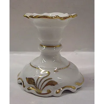 Svícen Svícen bílý zlacený porcelánový