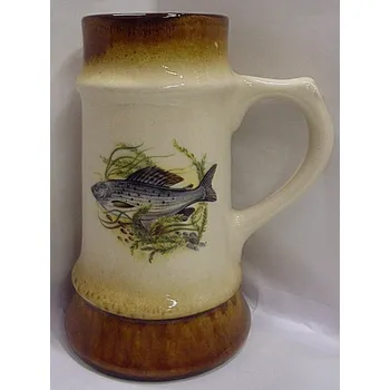 Sklenice Tuplák pivní korbel keramický pro rybáře s potiskem lin