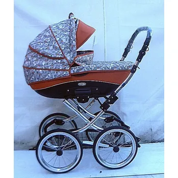 Kočárek Kočárek Symphony Classic luxusní kombinovaný velká kola oranžový a šedé tvary