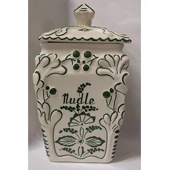 Dóza na potraviny Dóza malovaná keramická na nudle Zelená
