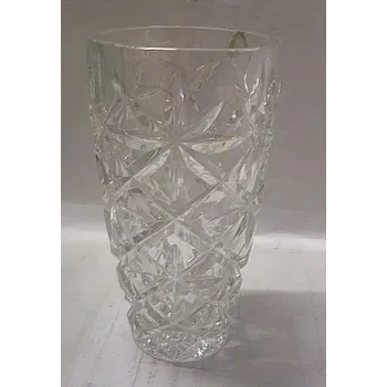 Váza Váza skleněná lisovaná křišťálová těžká na sváteční stůl O21 Jiřina