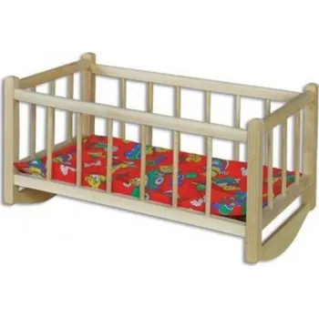 Doplněk pro panenku Kolébka pro panenku dřevěná kolíbka přírodní masiv velká s peřinkami