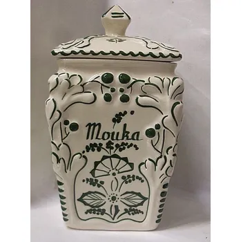 Dóza na potraviny Dóza retro ručně malovaná na mouku keramická Zelená