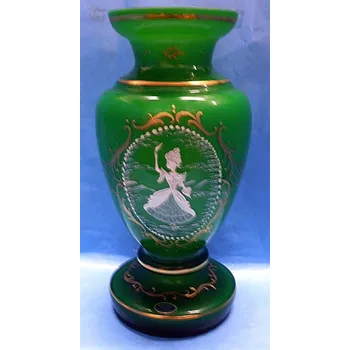 Váza Váza amfora zelené sklo malovaná velká roková malba TF 195