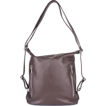 Dámská kožená kabelka na rameno a batoh v 1 7712 tmavěhnědá | KabelkyproVas.cz