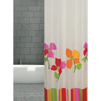 Sprchový závěs wela TEXTILNÍ SPRCHOVÝ ZÁVĚS KVĚTY se závažím obšitý W16401 šířka x výška: 120 x 180