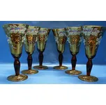 Sklenice odlivky sada 6 kusů na víno červeno hnědé zlacené STO 108