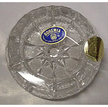 Popelník Popelník popelníček skleněný malý kulatý křišťálový O293