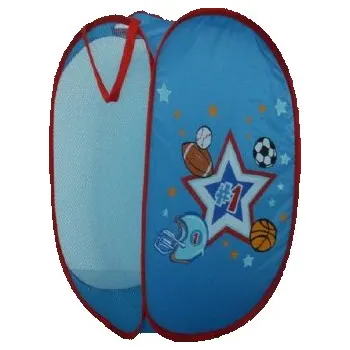 úložný prostor na hračky Koš skládací na hračky závěsný bledě modrý s obrazky balonů