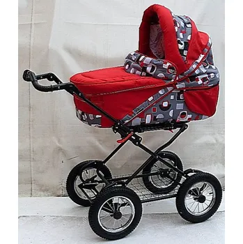 Kočárek Kočárek Livorno Lux prostorný kočárek červený šedá kostka