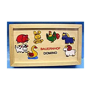 Dřevěná hračka Domino dřevěné domácí farma kravička, ovečka, koník, slepička , prasátko Bino