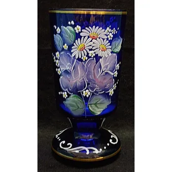 Sklenice Odlivka sklenice na kávu čaj grogovka malovaná tmavě modrá