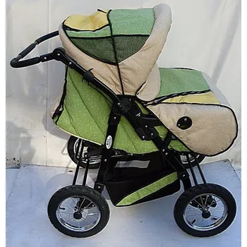 Kočárek Dvojčátkový kočárek Twist duo zeleno béžovo žlutý