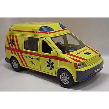 autíčko Sanitka Ambulance kovový model auta žlutá