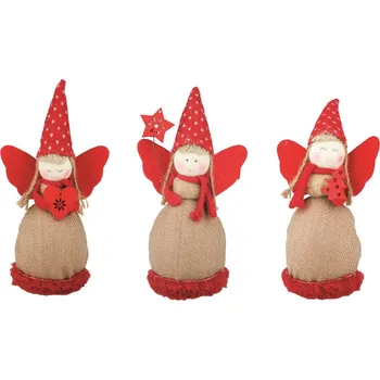 Anděl Přerov Anděl jutový s červeným lemem 17 cm na postavení