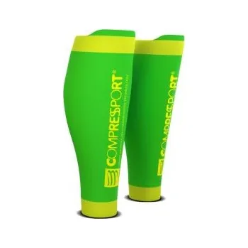Běžecké oblečení COMPRESSPORT návleky na lýtka R2 V2 FLUO zelené T1 návleky + DÁREK DLE VÝBĚRU!