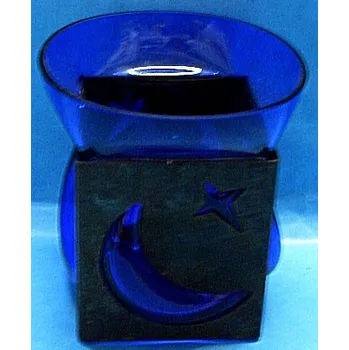 Svícen Svícen historický umělecký s kovem modré sklo