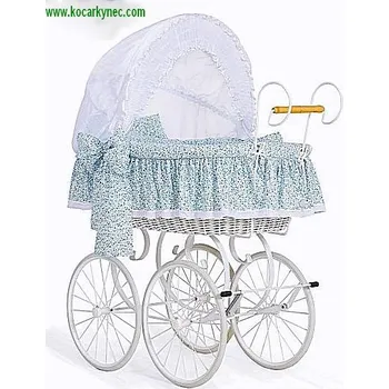 Kočárek Retro kočárek pro vnitřní použití Květy modré