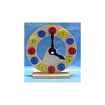 Hodiny Hodiny dřevěné kulaté stojící barevné velké s posuvnými ručičkami Bino