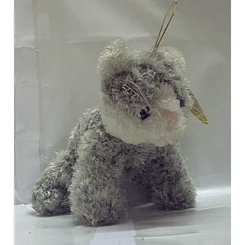 plyšák Kočka plyšová mouratá šedo bílá plyšový 21cm dlouhá