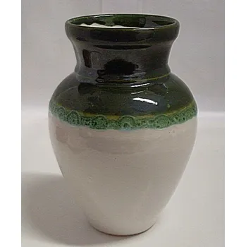 Váza Váza keramická zeleno bílá baňatá