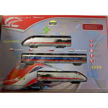 Vláček a vláčkodráha Vláček vláčkodráha Bullet Train moderní vysokorychlostní s kolejemi svítící zvukový