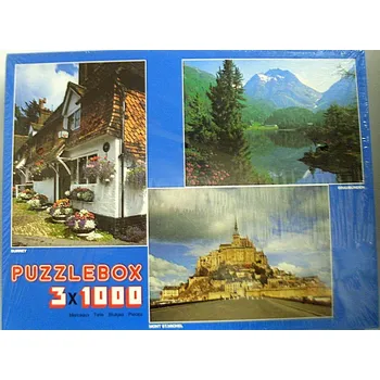 Puzzle Puzzle 3 dílné Mont St. Michel Francie Normandie + Graubunden panorama Alp + Surrey soubor 3 obrázk