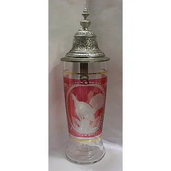 Sklenice Korbel skleněný broušený červený listr s vybroušenou křepelkou LT 245