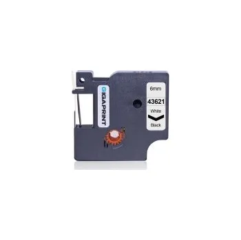 Pásek do tiskárny Gigaprint za páska DYMO 43621 D1 6mm bílý tisk/černý podklad - kompatibilní