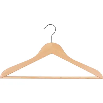 Ramínko Pánské dřevěné ramínko PK s lakovaným povrchem, kalhotovou tyčí a zakulaceným designem