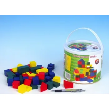 Dřevěná hračka Kostky dřevěné barevné 50 ks v kbelíku nebo krabici