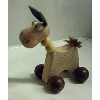 Dřevěná hračka Oslík dřevěný jezdící osel na otočných nohou