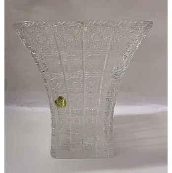 Váza Váza křišťálová hranatá skleněná vysoká broušená luxusní jemný brus O281 Otýlie