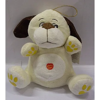 plyšák Pes zvukový štěkající pejsek plyšový bežový s poutkem