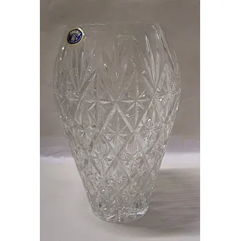 Váza Váza baňata skleněna velká křišťálová zdobená těžká stabilní O144 Liliana