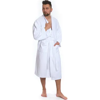 Pánský bavlněný župan model KIMONO 01 White M