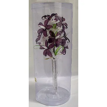 umělá květina Skleněná květina Maxi s vázou ručně výraběné české sklo fialová 7