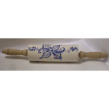 Váleček na nudle keramický ručně malovaný dekorativní Modrý text