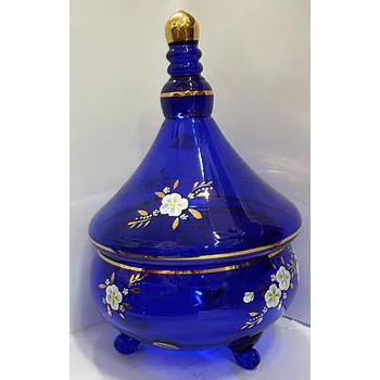 Cukřenka Cukřenka doza malovaná s víkem modrá zlacená STO 397