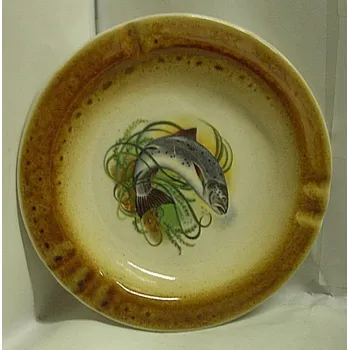 Popelník - talířek velký keramický kulatý s motivem Pstruh