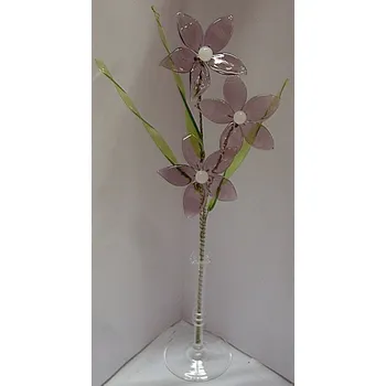 umělá květina Skleněná kytka květina růžová česká výroba 13