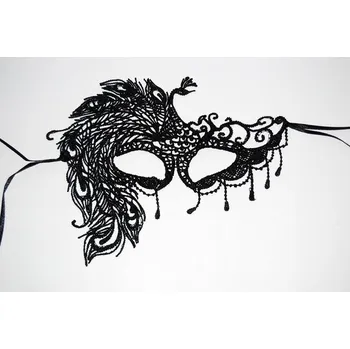 Karnevalový doplněk Škraboška - krajková - páv