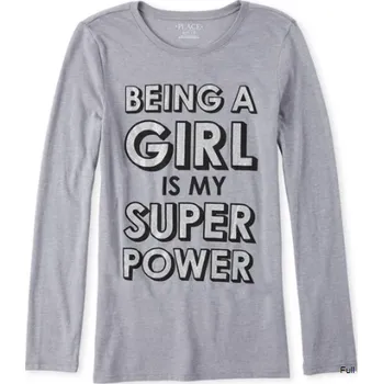 Dívčí tričko CHILDREN´S PLACE DÍVČÍ TRIKO "SUPER POWER" Barva: šedá, Velikost: M (134/140)