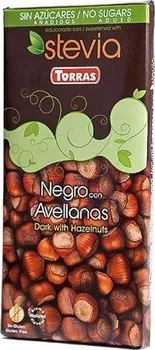 Čokoláda Torras Hořká čokoláda se stévií a s lískovými ořechy bez cukru 125 g
