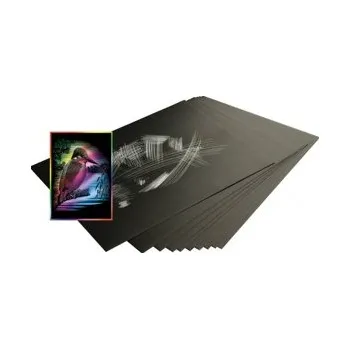 Škrabací folie duhová 15,2x10,1 cm 10 ks