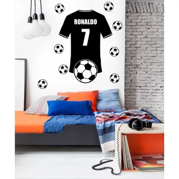 Samolepící dekorace Samolepka na zeď Dres s vlastním jménem + 8 kopačáků (dekorace na zeď)