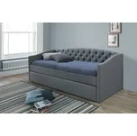 Šedá rozkládací postel LEXA 90x200 s masivním rámem a čalouněním