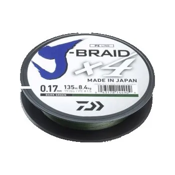 Daiwa Pletená šňůra J-Braid 4 - tmavě zelená 270m 0,25mm 14,4kg
