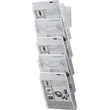 Nástěnný držák prospektů, transparentní helit