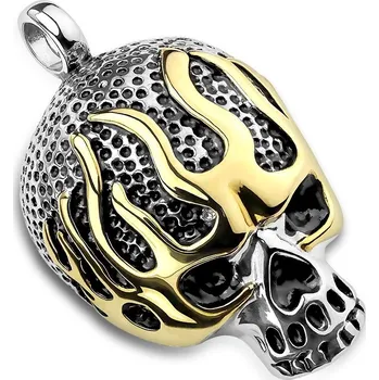 Přívěsek Šperky4U Ocelový přívěšek - lebka s plameny - OPP1745